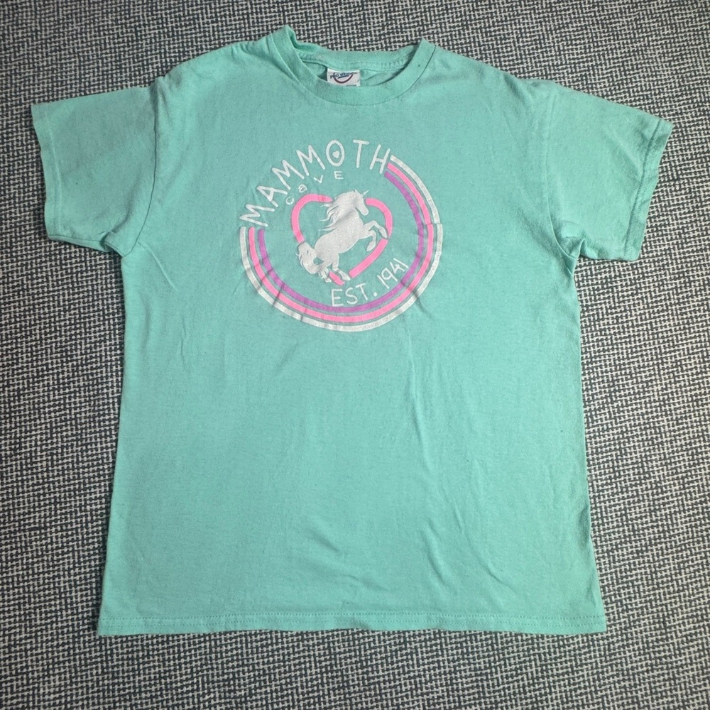 Delta Apparel Youth Large Mammoth Cave National Park Unicorn Graphic Tee Mint